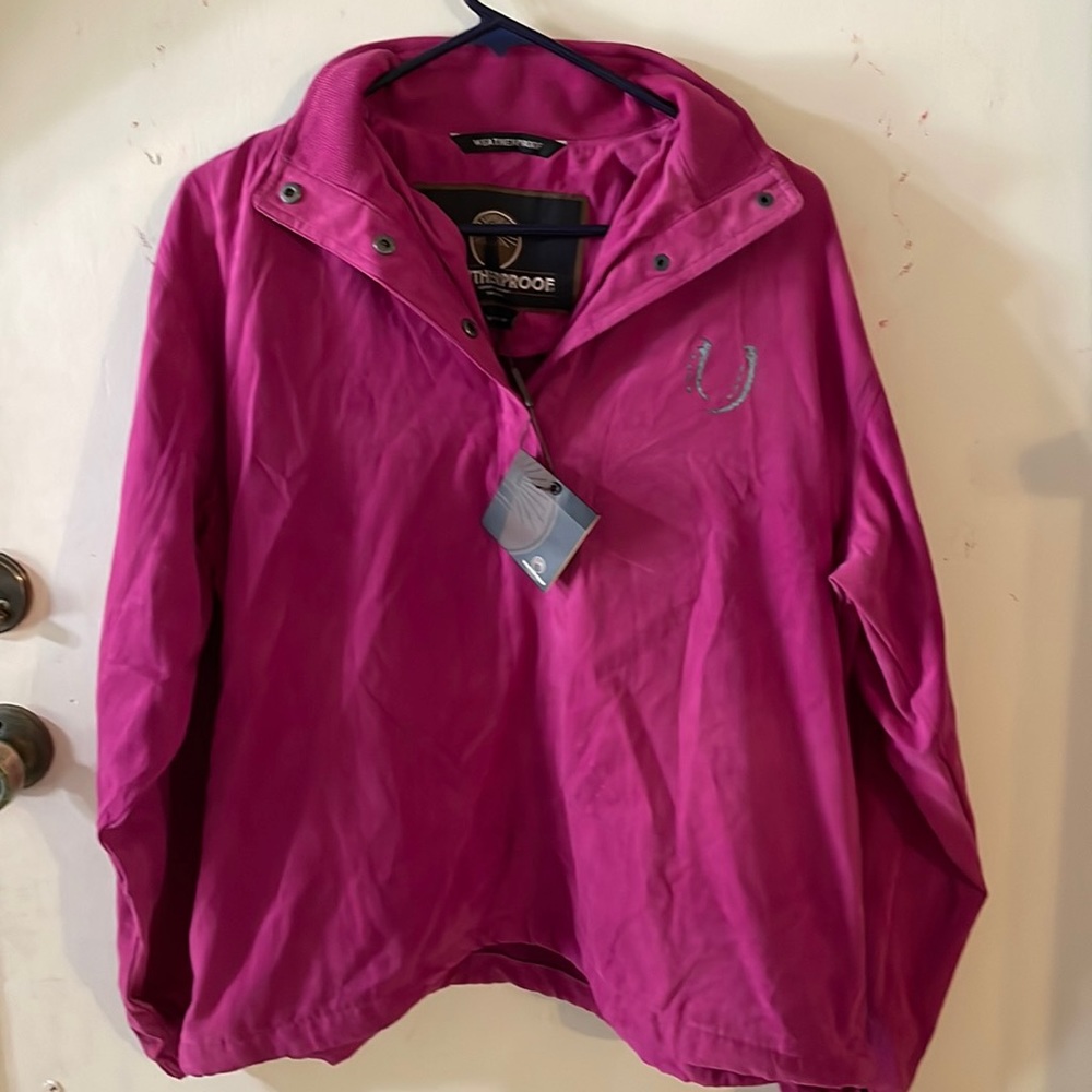 Weatherproof raspberry colored pullover